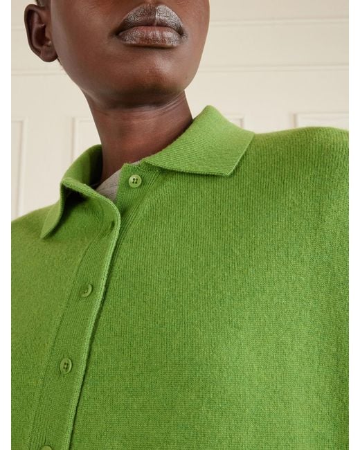 Tibi Green Wool And Cashmere-Blend Polo Shirt