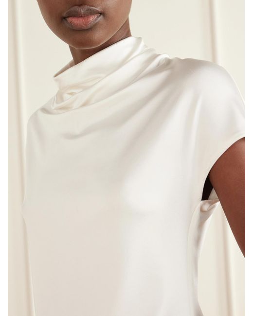 Another Tomorrow White Draped Jersey Top