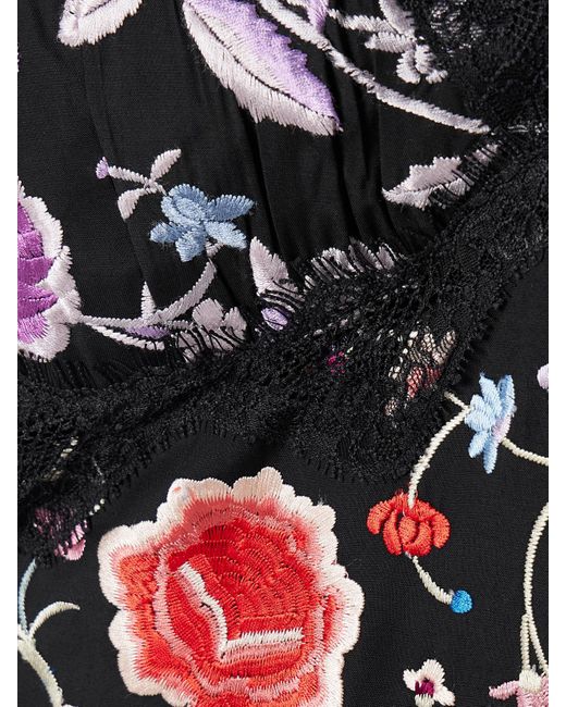 Sea Black Priscilla Lace-Trimmed Embroidered Crepe Midi Dress