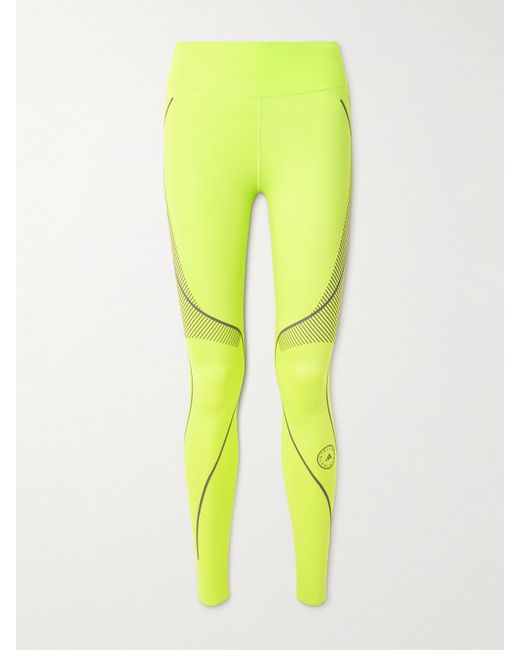 Adidas By Stella McCartney Yellow Truepace Cold.Rdy Neon Recycled-Stretch Leggings