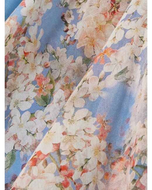 Zimmermann Blue Cascadian Tiered Ruffled Floral-Print Recycled-Georgette Maxi Dress