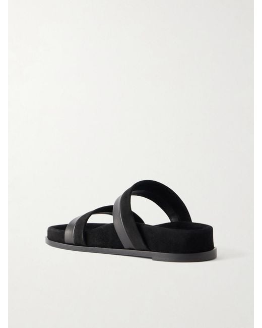 Gabriela Hearst White Low Striker Paneled Suede And Leather Sandals
