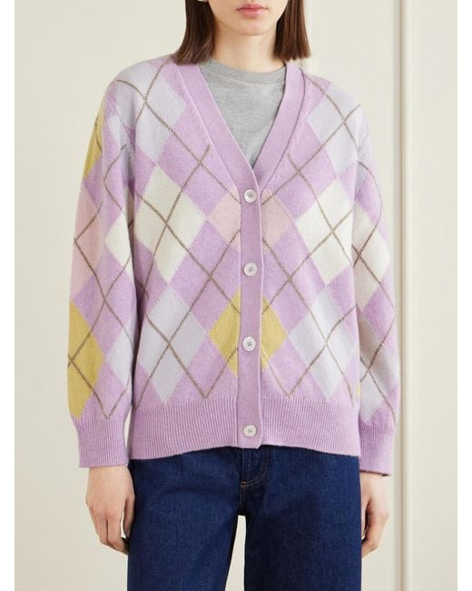 &Daughter Pink Argyle Wool Cardigan