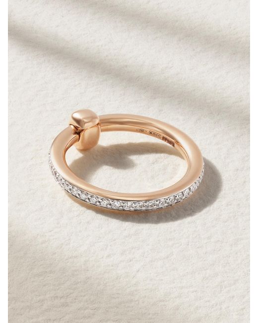 Pomellato Natural Together 18-Karat Rose, Rhodium-Plated And Diamond Ring