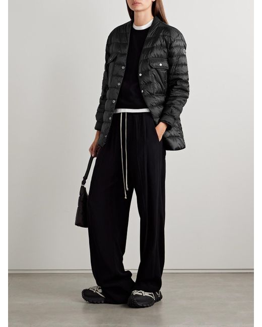 Rick Owens Black Moncler Webbing-Trimmed Quilted Shell Down Jacket