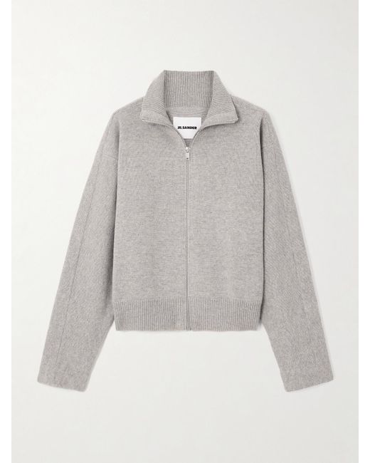 Cardigan À Col Cheminée En Laine Mélangée Jil Sander en coloris Gray