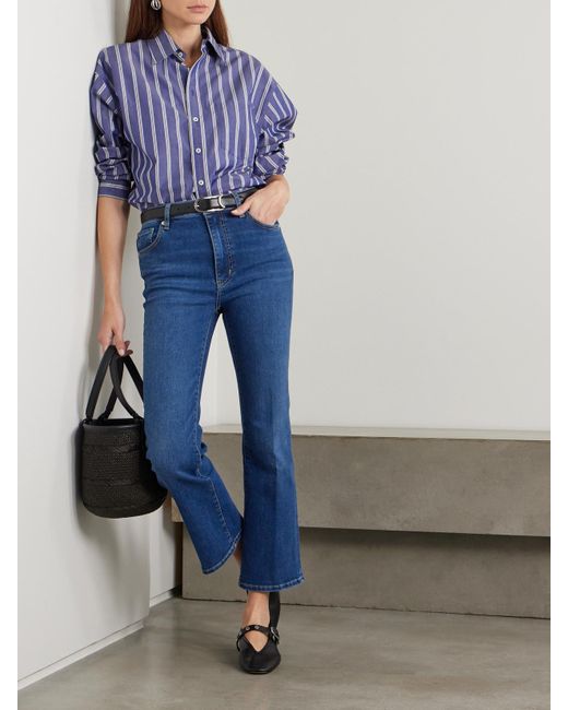 FRAME Blue The Pencil Cropped High-Rise Slim-Leg Jeans