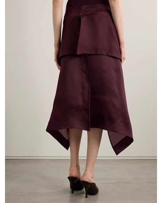 Khaite Purple Nina Asymmetric Draped Silk-Organza Midi Skirt