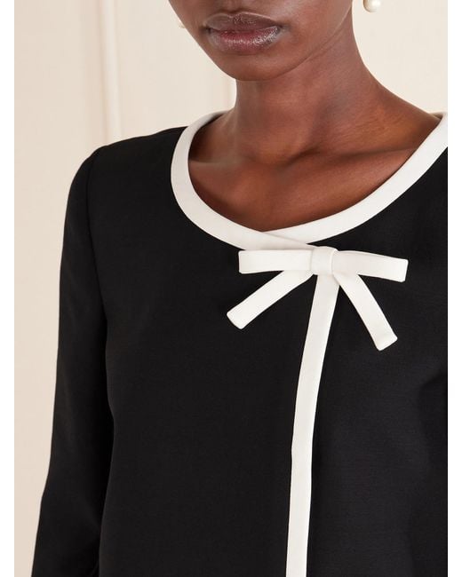 Valentino Garavani Black Cropped Bow-Embellished Wool And Silk-Blend Crepe Jacket