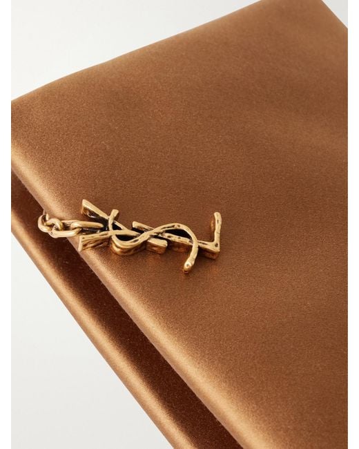 Saint Laurent Natural Cassandre Satin Clutch