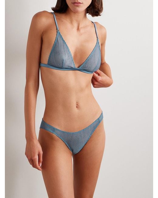 Kiki de Montparnasse Blue Embroidered Tulle Briefs