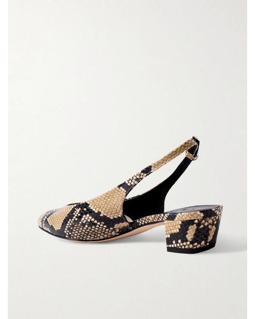 Aeyde Natural Celeste Slingback-Pumps Aus Leder Mit Schlangeneffekt