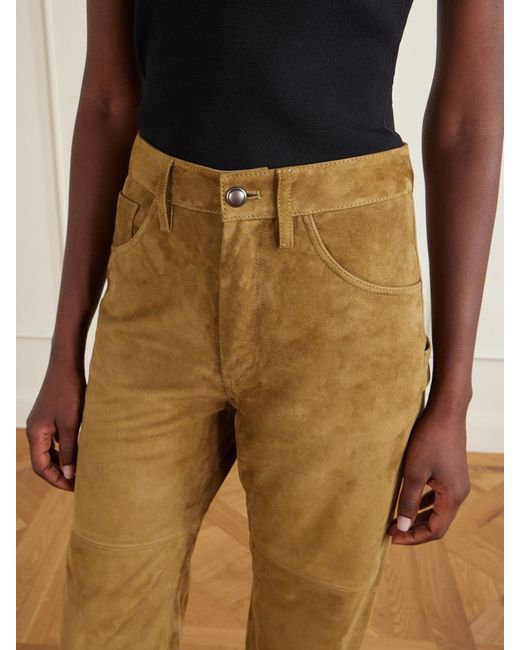Altuzarra Natural Mills Suede Straight-Leg Pants