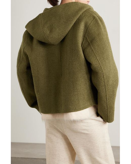 Totême + Net Sustain Hooded Wool-blend Felt Jacket in Green | Lyst