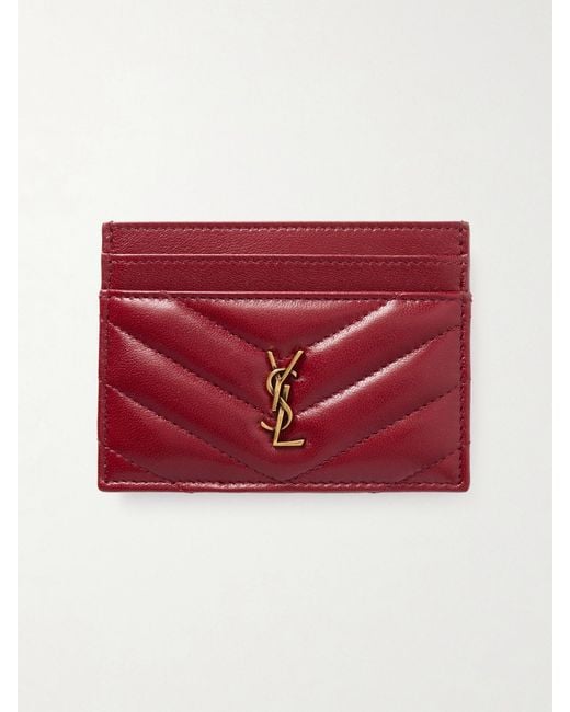 Saint Laurent Red Cassandre Matelassé Leather Cardholder