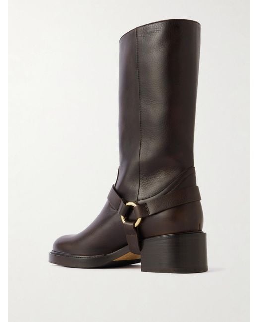 Chloé Brown Dakota Buckled Leather Ankle Boots