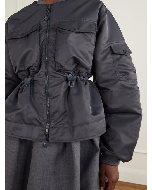 CECILIE BAHNSEN Blue Birdie Embellished Padded Shell Bomber Jacket
