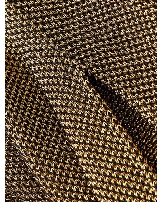 Tom Ford Natural Cutout Metallic Stretch-Knit Halterneck Gown