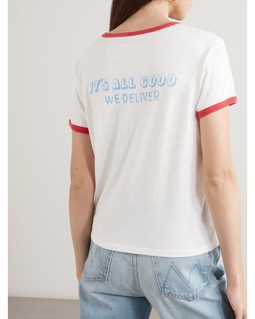 Mother White The Lil Goodie Printed Cotton-Blend Jersey T-Shirt