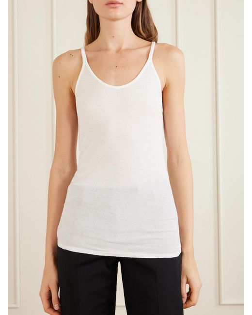 Calvin Klein White Alicia Cotton-Blend Jersey Tank Top
