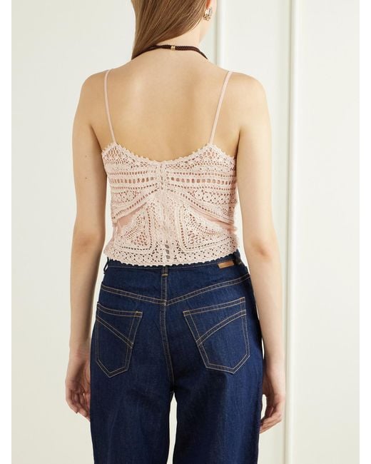 Ulla Johnson Natural Mollie Crochet And Tulle Top