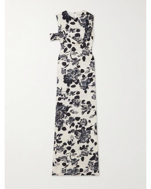 Emilia Wickstead White Drifa Ruffled Floral-print Twill Maxi Dress