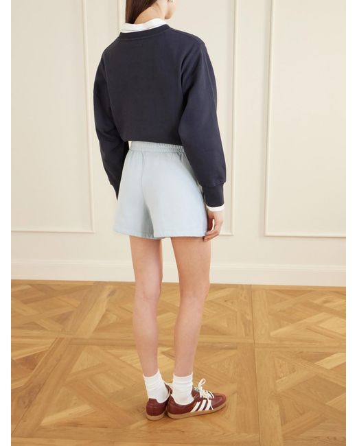 Anine Bing Blue Kam Shorts Aus Baumwoll-Jersey Mit Stickerei