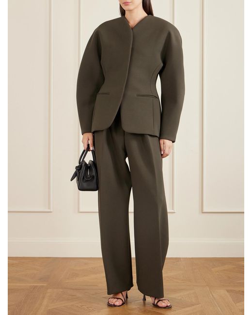Jacquemus Green The Ovalo Pleated Crepe Pants