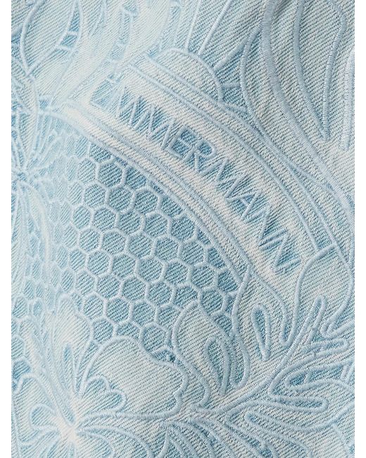 Zimmermann Blue Daylight Scalloped Broderie Anglaise Denim Shorts