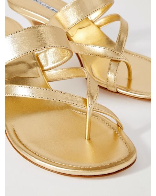 Sandales En Cuir Métallisé Susa 50 Manolo Blahnik en coloris Natural