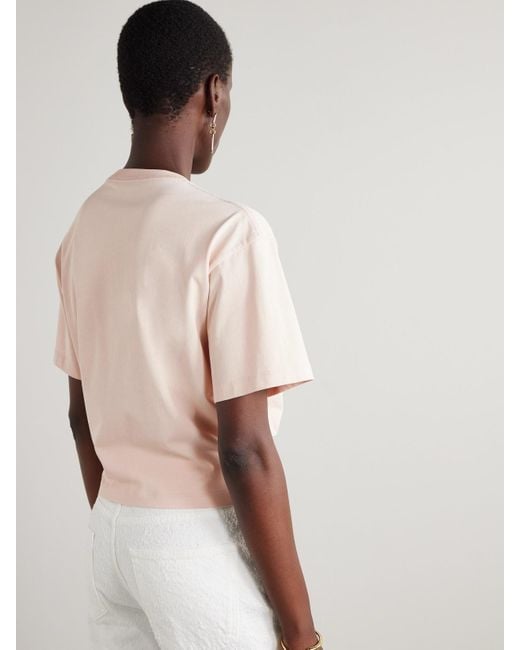 Versace Pink Verkürztes T-Shirt Aus Baumwoll-Jersey Mit Verzierung