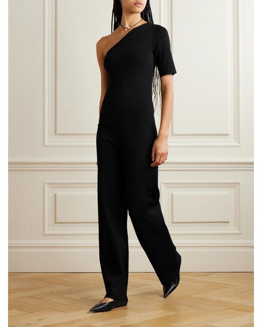 Stella McCartney Black One-Shoulder Stretch-Knit Jumpsuit