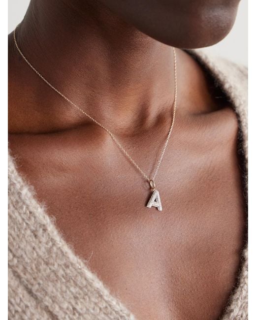 STONE AND STRAND Natural Bold Initial 10-Karat Diamond Necklace