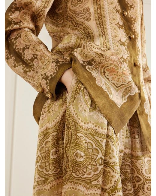 Zimmermann Metallic Luna Printed Silk-Satin Shirt
