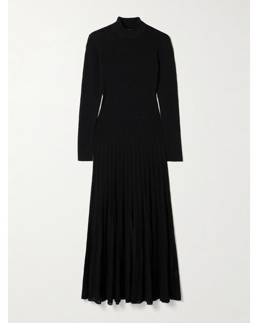 Isabel Marant Black Gisole Maxikleid Aus Strick Mit Stehkragen Und Pointelle-Details