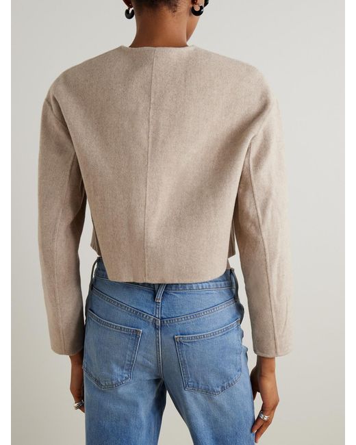 Veronica Beard Natural Philips Cropped Wool-Blend Jacket
