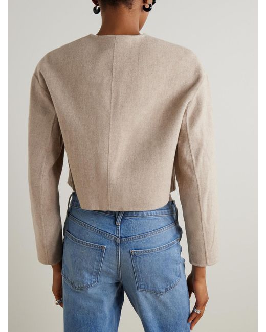 Veronica Beard Natural Philips Cropped Wool-Blend Jacket