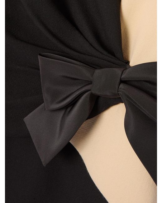Valentino Garavani Black Bow-Detailed Two-Tone Wool Midi Dress