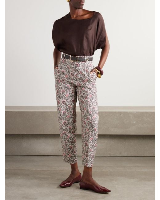 Loro Piana Multicolor Dan Floral-Print Silk Tapered Pants