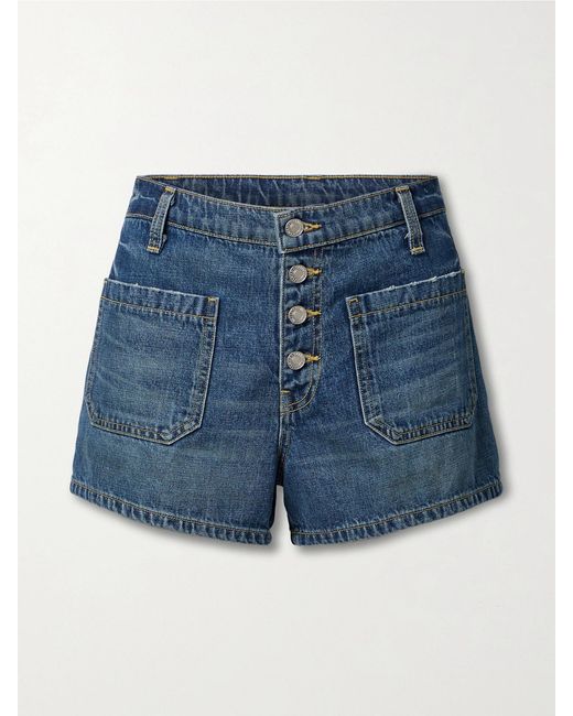 Nili Lotan Blue Harley Distressed Denim Shorts