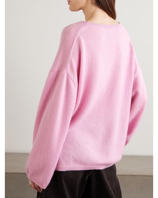 Allude Pink Oversized Cashmere And Silk-Blend Sweater