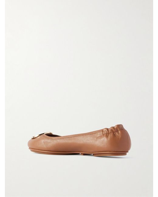 Tory Burch White Minnie Travel Ballerinas Aus Leder Mit Logodetail