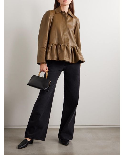LIBEROWE Brown City Ruffled Leather Jacket