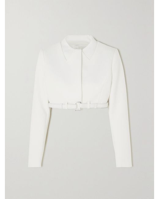 Coperni White Belted Cropped Crepe Jacket