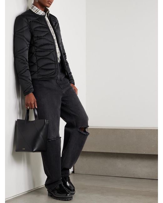 Moncler Black Pyrope Appliquéd Quilted Shell Down Jacket