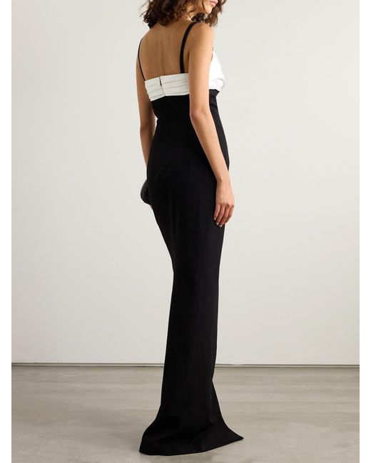 Balmain Black Draped Two-Tone Crepe Gown