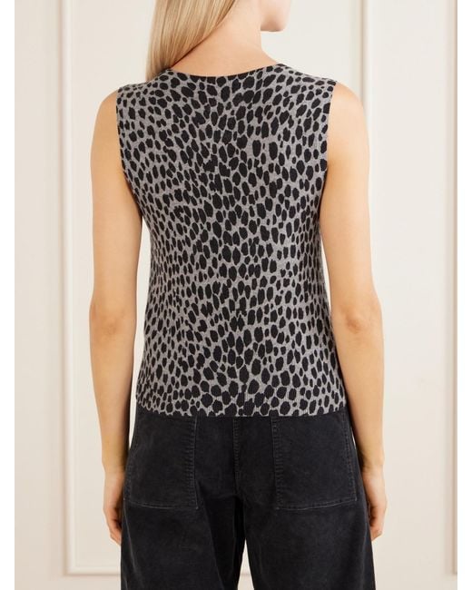 Nili Lotan Black Nessa Leopard-Jacquard Cashmere Tank