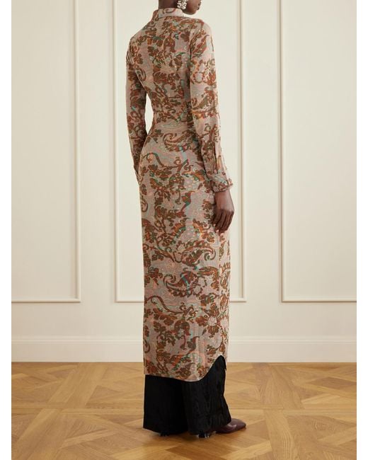 Dries Van Noten Natural Printed Jersey Maxi Dress