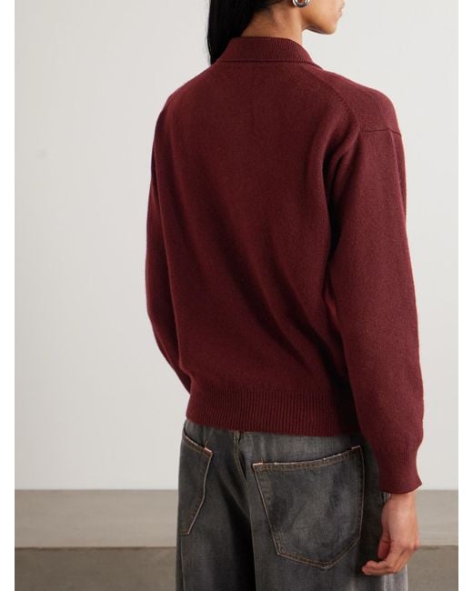 &Daughter Red Edith Wool Polo Sweater