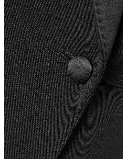 Dolce & Gabbana Black Doppelreihiger Blazer Aus Einer Wollmischung Mit Satinbesätzen